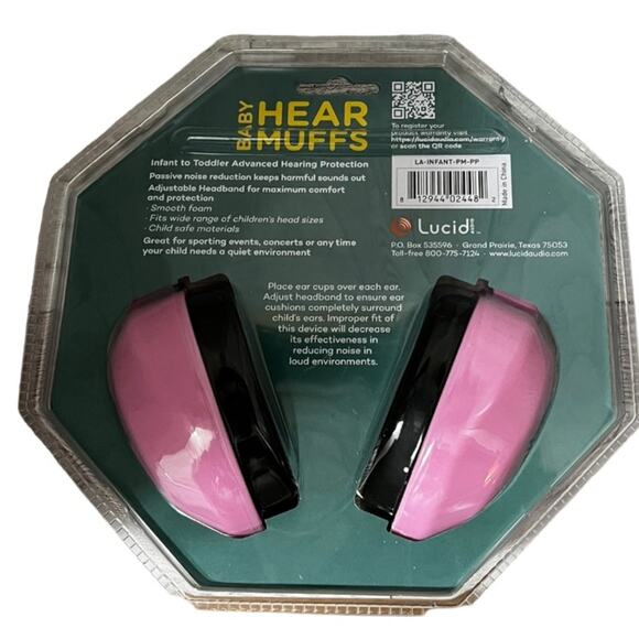 Lucid Audio Pink Baby Hear Muffs Ear Protection Noise Canceling Headphones - Picture 2 of 6